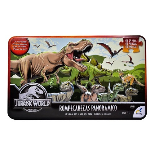 Jurassic World Rompecabezas Panoramico 78x38 Cm 3en1 Novelty