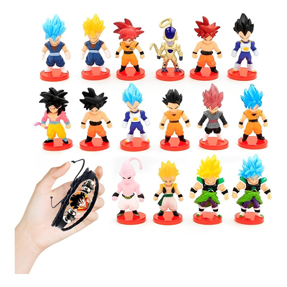 16 Pcs Figuras Goku Miniaturas De Dragon Ball+ Goku Pulseras