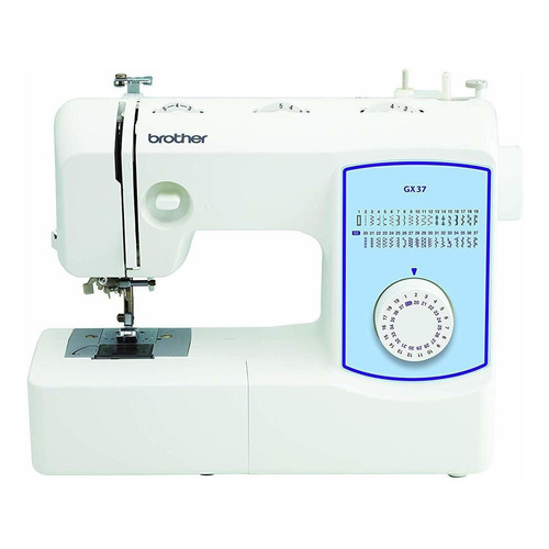 Máquina de coser recta Brother GX37 portable blanca y celeste 110V