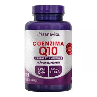 Coenzima Q10 Sanavita Com Ômega 3tg Vitamina E - 60 Capsulas