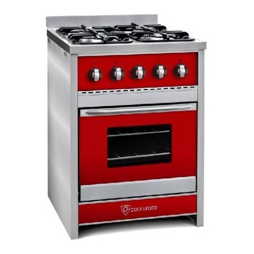 Cocina TST Chiara a gas/eléctrica 4 hornallas  roja puerta con visor