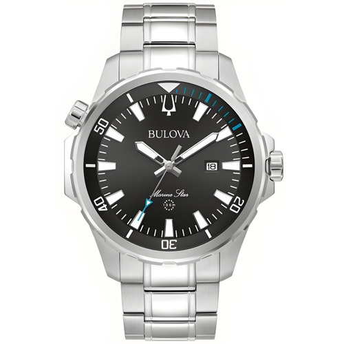Reloj Bulova Marine Star Men's Watch 96b382 Color de la correa Plateado Color del fondo Negro