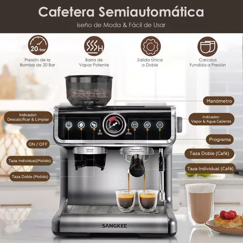 Fricoffee Máquina de café expreso con molinillo de café con espumador de  leche y máquina de expreso máquina de capuchino combinada con jarra de –  Yaxa Guatemala
