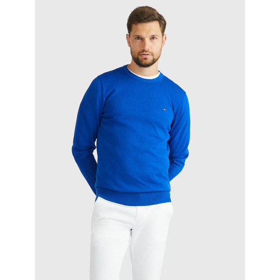 Sweater Básico Signature C-neck Hombre Tommy Hilfiger Azul
