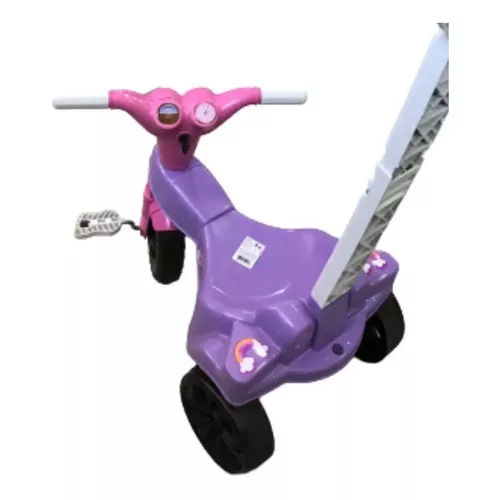 Triciclo Infantil Velotrol Motoca Brinquedo Com Empurrador Cor Unicórnio