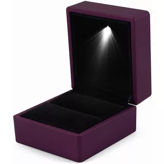Caja Estuche Para Anillo De Compromiso Con Luz Led Color Púrpura