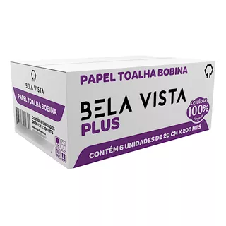 Papel Toalha Bobina Bela Vista Plus Caixa C/6 Unid 200mx20cm