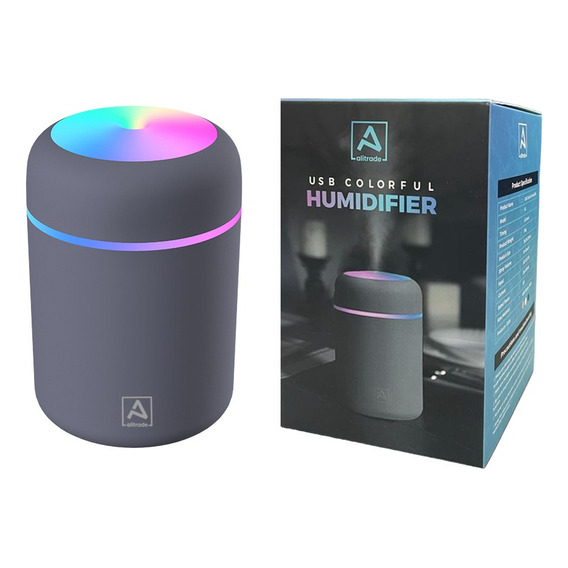 Humidificador Aromatizador Difusor Ultrasónico 300ml Usb Rgb Color Gris