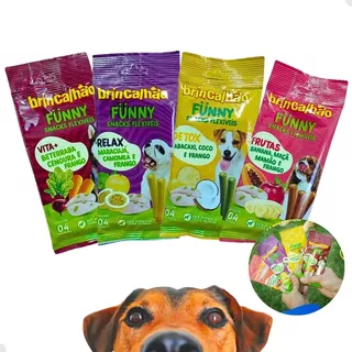 Kit Petiscos Flexíveis Pet Cães 4 Sabores Saudáveis