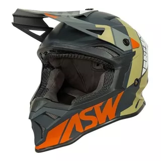 Capacete Asw Fusion 2.0 Seecker Fluor/cinza Motocross Trilha