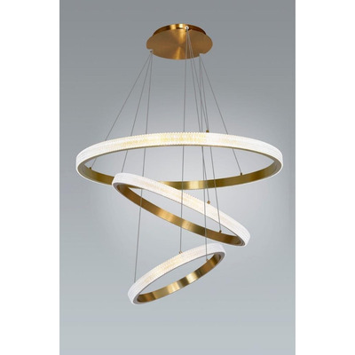 Lampara Colgante Triple Aro Tiffany Bronce Led 90w Dimer Gmg