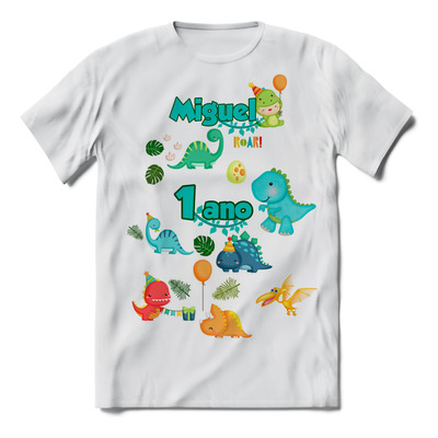 Camiseta Roupa Infantil Personalizada Dinossauro