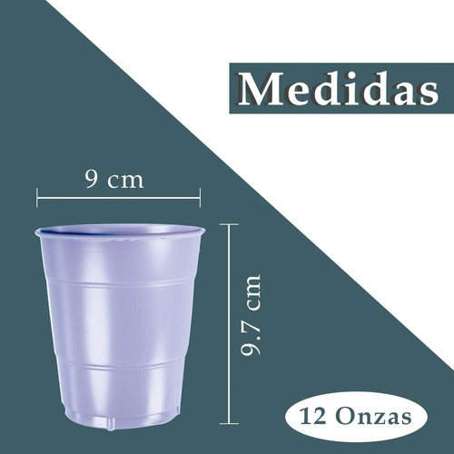 Vaso De Plástico Desechable 12 Oz. Party Is On - 60 Piezas Color Morado