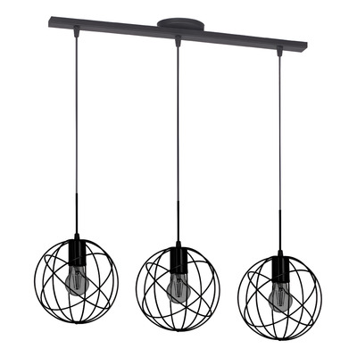 Lámpara Colgante Industrial Orbital 20 Cm 3 Luces Negro