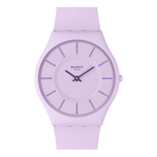Reloj Swatch Mujer The May Collection La La Lila Ss08v107 Color De La Malla Púrpura Color Del Bisel Púrpura Color Del Fondo Púrpura