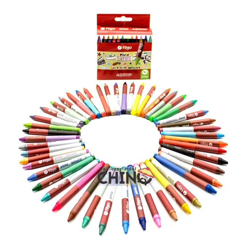 Crayones Filgo X48 Colores Fluo Perlados Metalizados Glitter