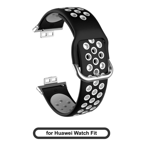 Correa De Silicona Para Huawei Watch Fit - Negro Blanco