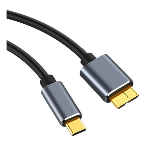 Cable Datos Usb C 3.0 - Usb Micro B Disco Duro Hdd / Ssd 2m Color Negro/Plata