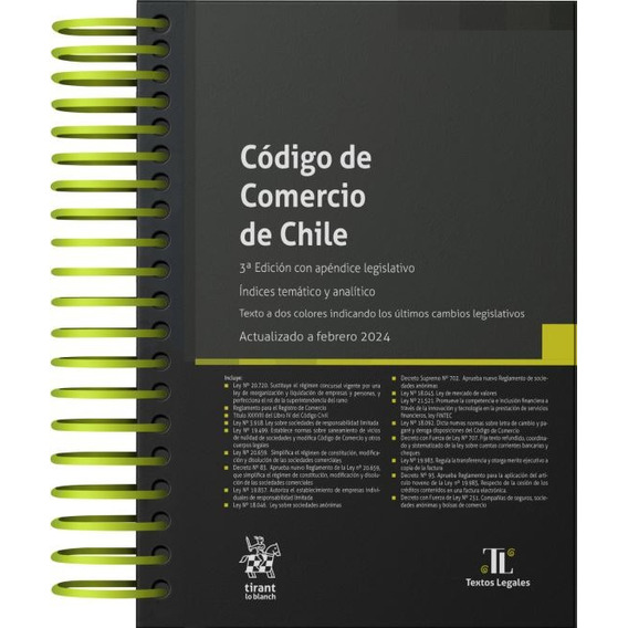 Código De Comercio De Chile 3ª Edición 2024 Anillado 