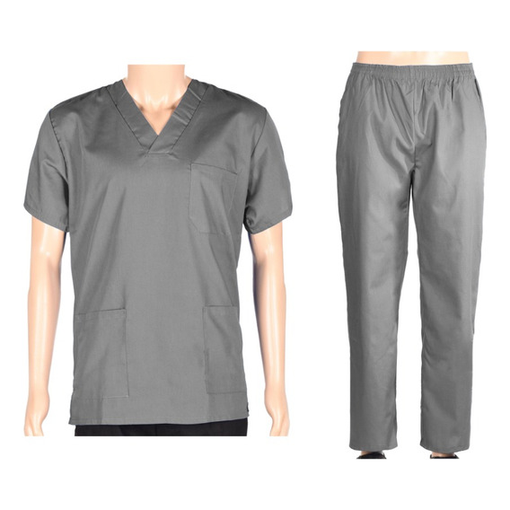 Conjunto Médico Enfermero Casaca Pantalón Gris