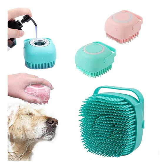 Cepillo Dispensador Para Mascotas De Silicona Baño Masaje