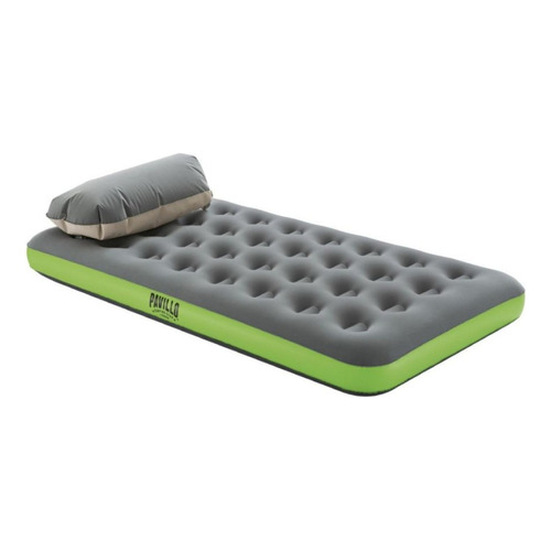 Colchon Inflable Bestway Individual Almohada + Bolsa Camping Color Gris con verde