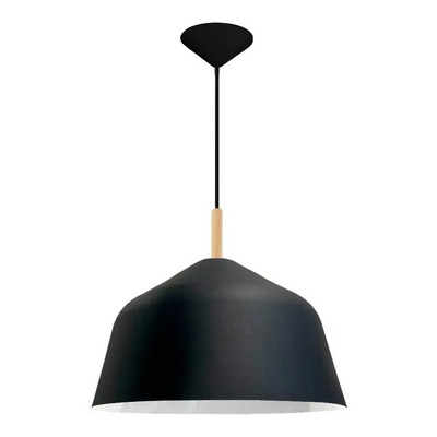 Colgante Campana 40cm Diseño Con Madera Apto Led E27 Deco