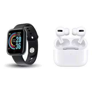 Combo Smartwatch D20 Y68 + Auriculares Inalámbricos Blanco