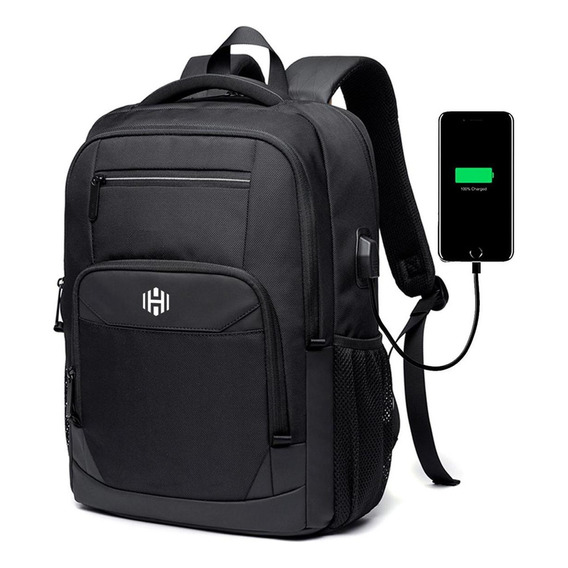 Mochila Notebook Impermeable Antirrobo Hardley Nylon Balistico con Usb