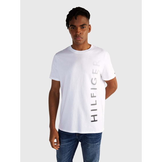 Playera Blanca Algodón Logo Lateral Tommy Hilfiger De Hombre