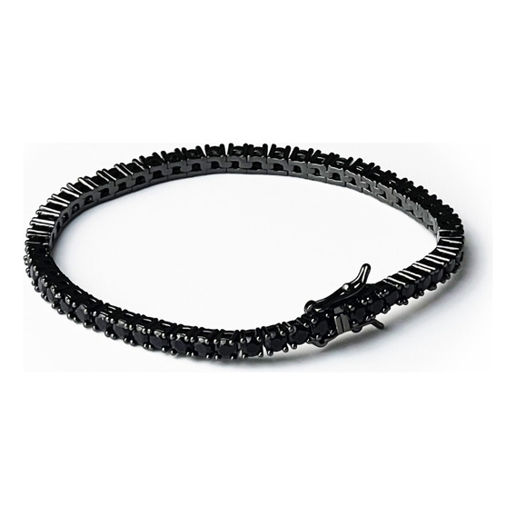 Pulsera Tennis Enchapado En Oro Con Zirconias- Black