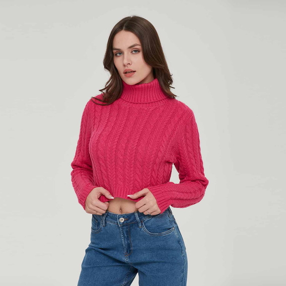Sweater Mujer Trenzado Magenta Fashion's Park