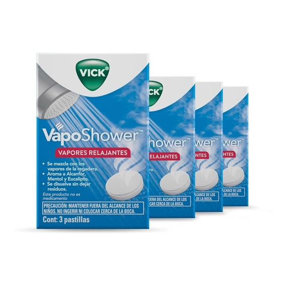 Pack Vapores Relajantes X4 Sobres Vick Vaposhower De 3 U