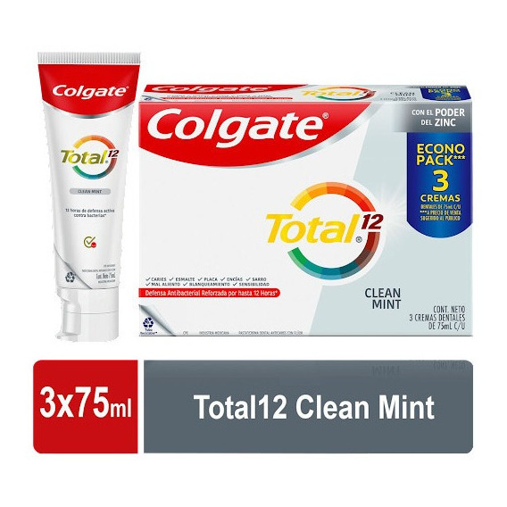 Colgate Total12 Clean Mint X 3 - mL a $129