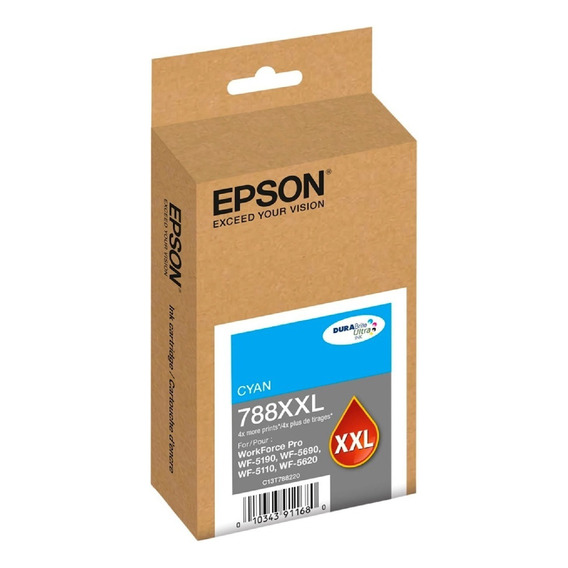 Cartucho De Tinta Epson 788 Color Cian De 34 Ml