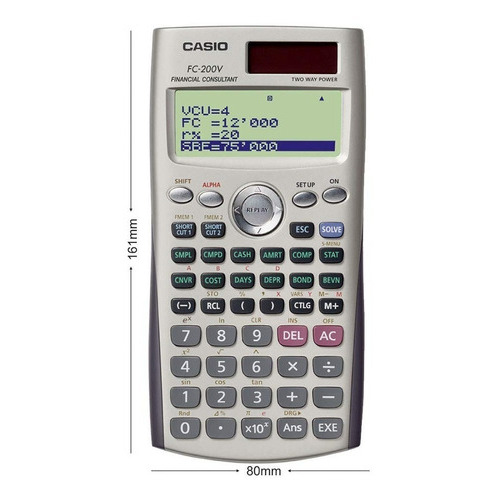 Calculadora Financiera Casio Fc-200v - 4 Lineas - Compujav Color Dorado