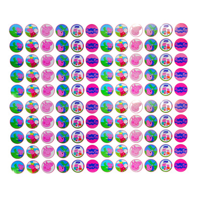 100 Stickers Brillantes De 4cm Para Fiesta De Peppa Pig