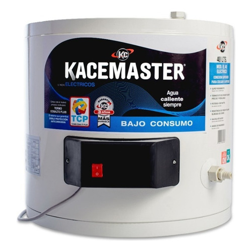 Termotanque Electrico Kacemaster 40 Lts - Conexion Superior Color Blanco