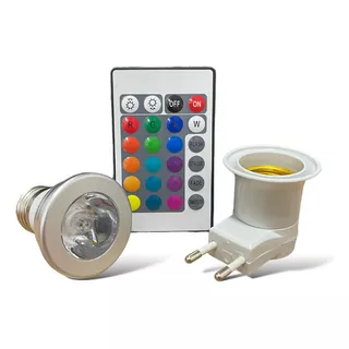 Lampada Led Colorida + Controle + Adaptador De Tomada Bivolt Cor Da Luz Rgb 110v/220v