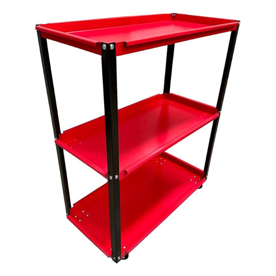 Mesa Carro Rucamet Porta Herramientas 3 Estantes Ruedas Rojo