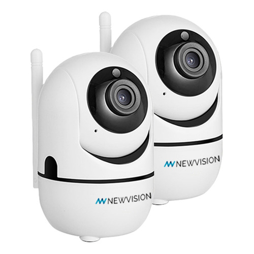 Kit X2 Camaras Seguridad Ip Wifi Newvision Wifi Vigilancia C Color Blanco