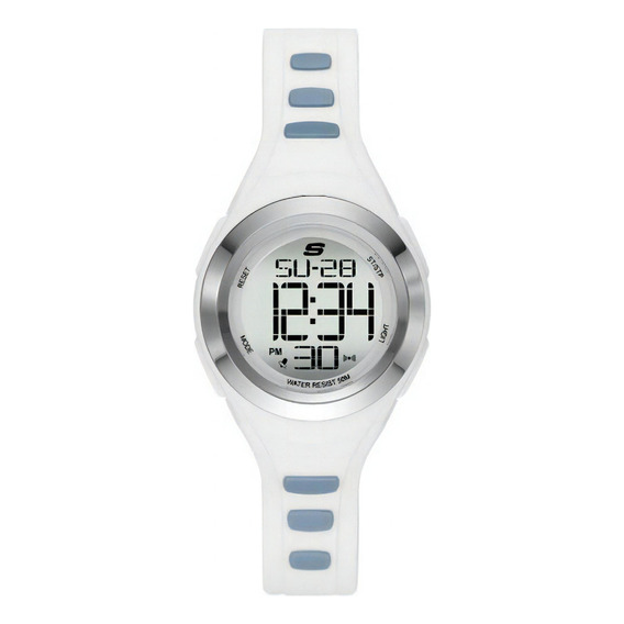Skechers - Reloj Digital Sr2116 Para Mujer Color de la correa Blanco