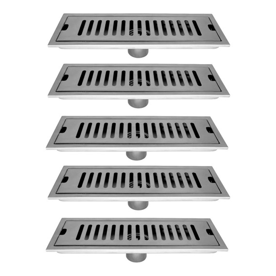 Bf-t63-30 Set 5 Coladeras 30x10 Inox Satin Anti-cucarachas