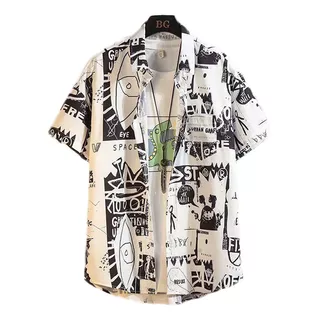 Camisa Hawaiana Con Estampado Vintage De Playa