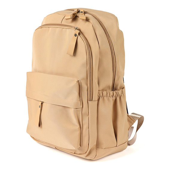 Mochila Infantil Escolar Clásica Canva Color Beige Diseño De La Tela Lisa