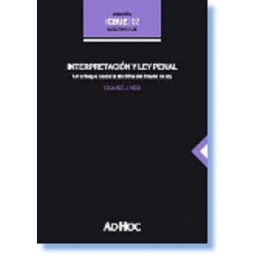 Interpretación Y Ley Penal, De Riggi, Eduardo. Editorial Ad-hoc, Edición 2013 En Español