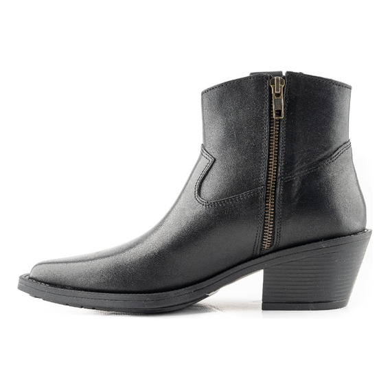 Bota Texana De Cuero Negra Mujer Montagner