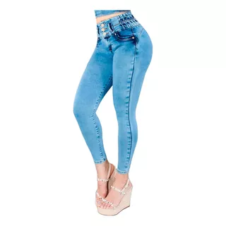 Jeans Mujer Pantalón Colombiano Mezclilla Strech Push Up 017
