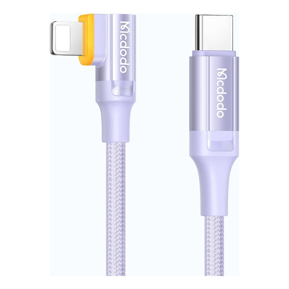 Cable Para iPhone Inteligente 90° Tipo C Apagado Automático Color Lila