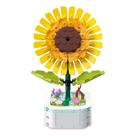 Flores Girasol Con Maceta Para Armar Lego Compatible